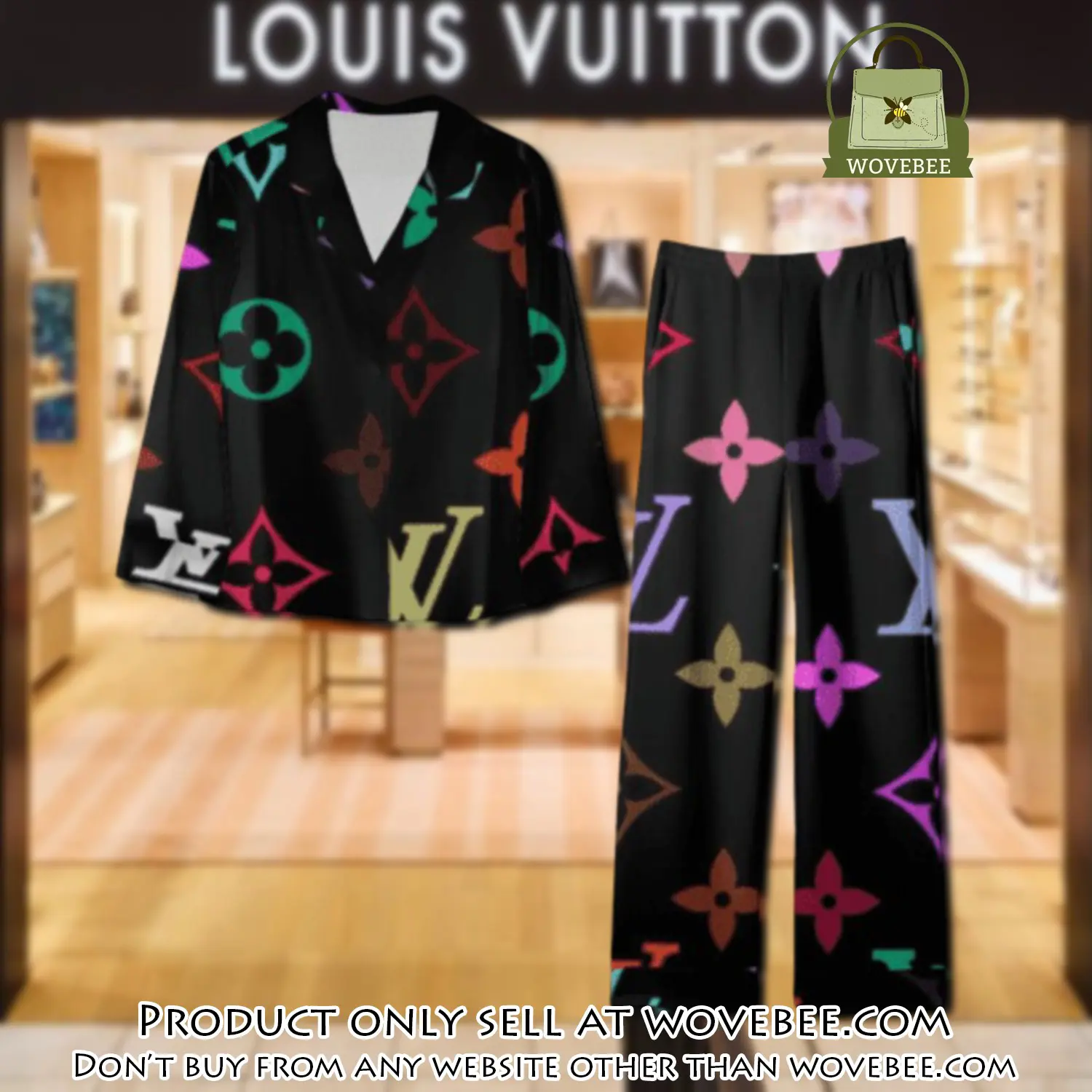 Trending luxury lv satin pajama set pjs1099 wvb1348610